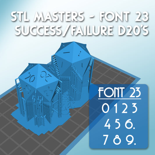 STL Master Dice Font 23 - Guaranteed Success & Failure D20s
