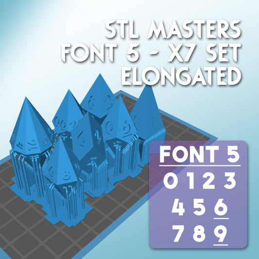 STL Master Dice Font 5 - x7 Set Elongated